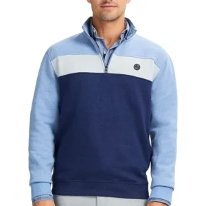 Premium Dark Blue & Multicolor Fleece Sweatshirt with Quator Zip