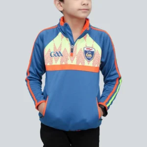 Blue Half Zipper Mock Neck T-Shirt for Boys
