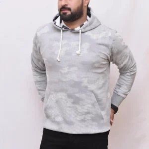 Grey Fleece Pullover Hoodie for Men